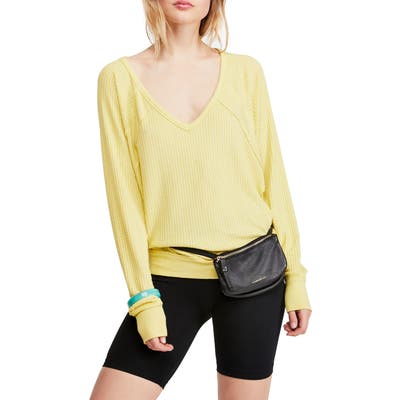 Free People Santa Clara Thermal Top, Yellow