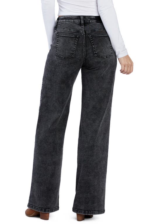 Hint Of Blu Mighty High Waist Wide Leg Jeans In Faded Black