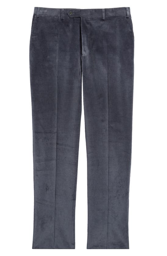 Canali Stretch Cotton Corduroy Trousers In Charcoal