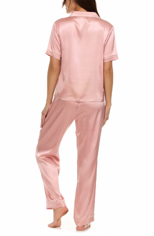 Flora By Flora Nikrooz Floral By Floral Nikrooz Women's 2-pc. Jamie Satin Jacquard Pajama Set In Rose