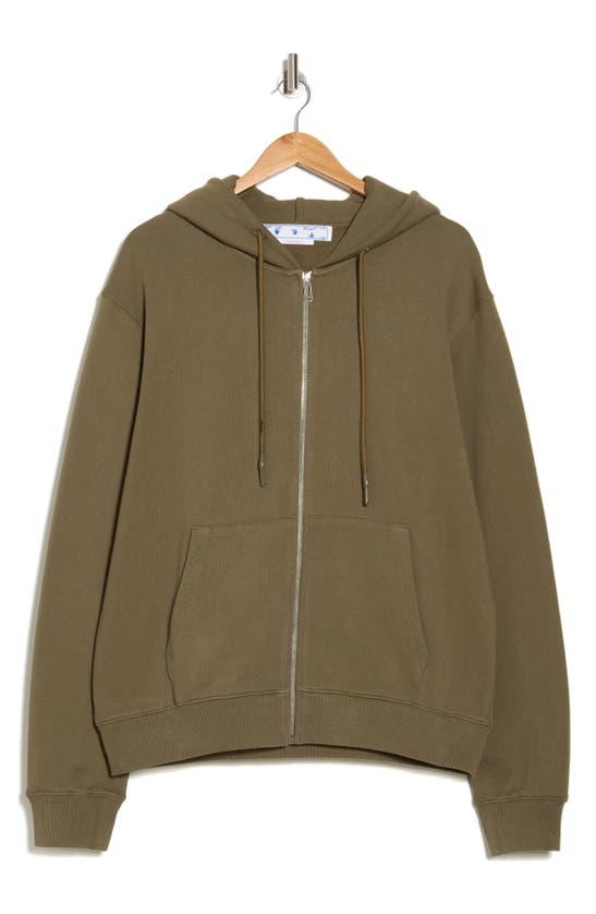 Off-white Relaxed Zip Hoodie In Brown