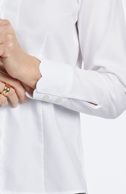 Foxcroft Bridget Scalloped Matte Sateen Button-up Shirt In White