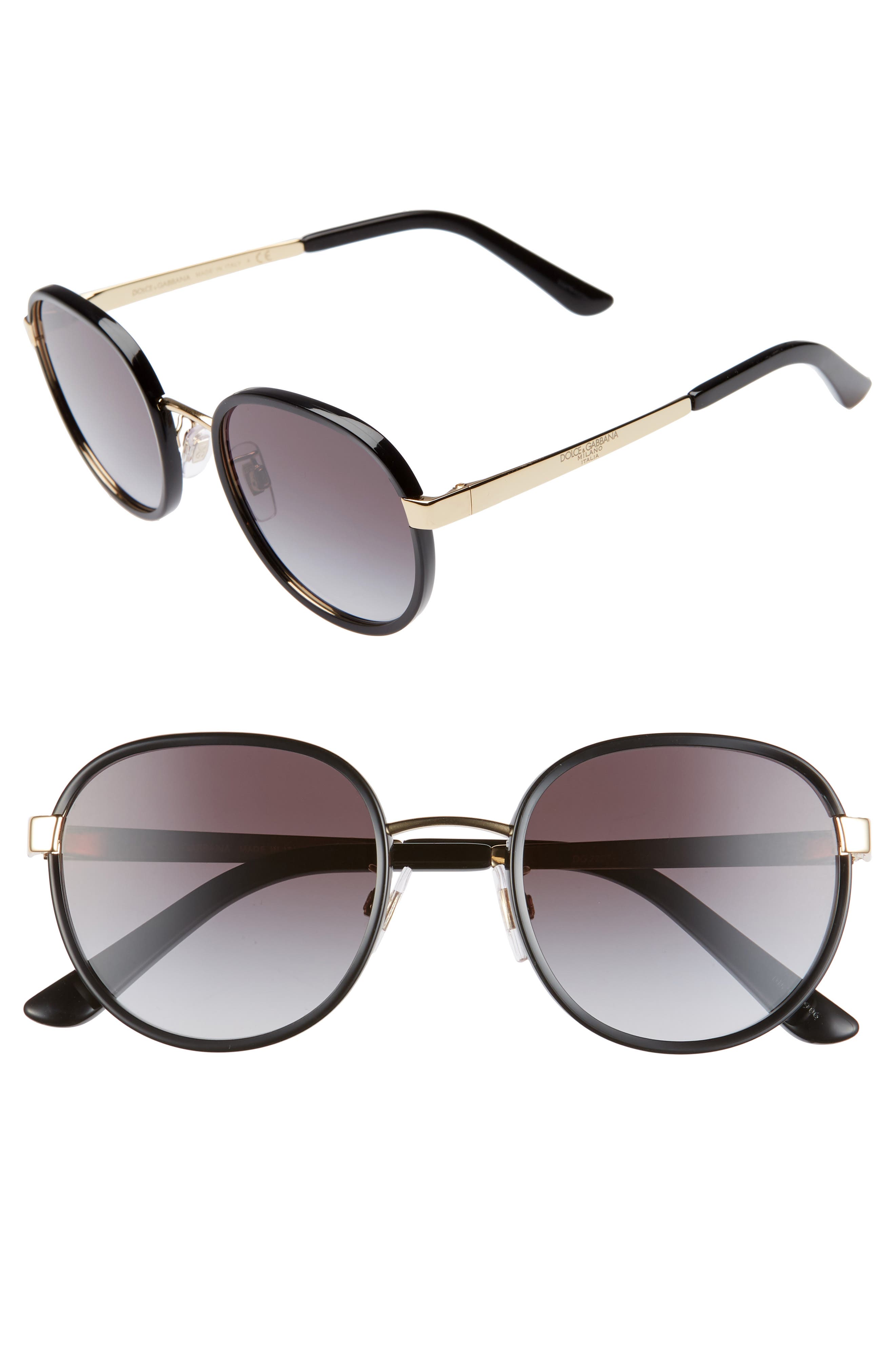 Ean 8056597018678 Womens Dolce And Gabbana 52mm Round Sunglasses Black Gold