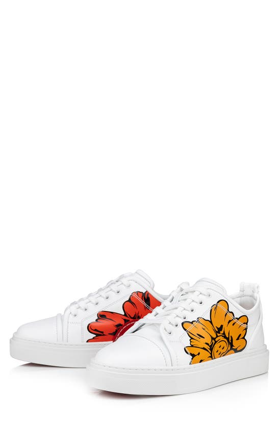 Shop Christian Louboutin X Shun Sudo Adolon Junior Button Flower Low Top Sneaker In White/ Multi