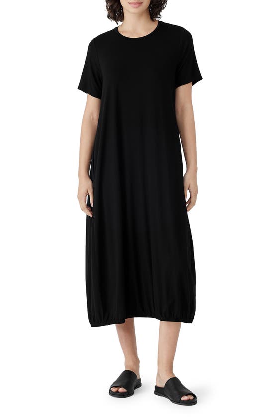 Shop Eileen Fisher Stretch Jersey Midi Dress In Black