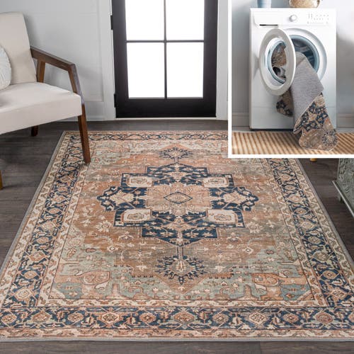 Jonathan Y Maris Ornate Medallion Machine-washable Area Rug In Beige/blue