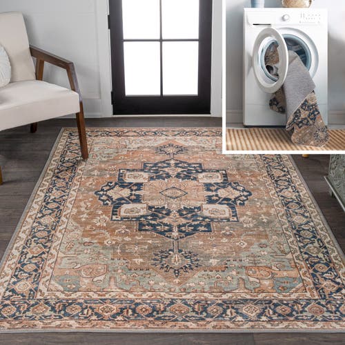 Shop Jonathan Y Maris Ornate Medallion Machine-washable Area Rug In Beige/blue