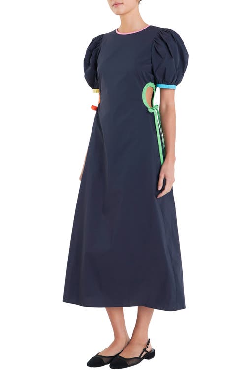 Shop English Factory Colorblock Midi Dress In Navy Multi