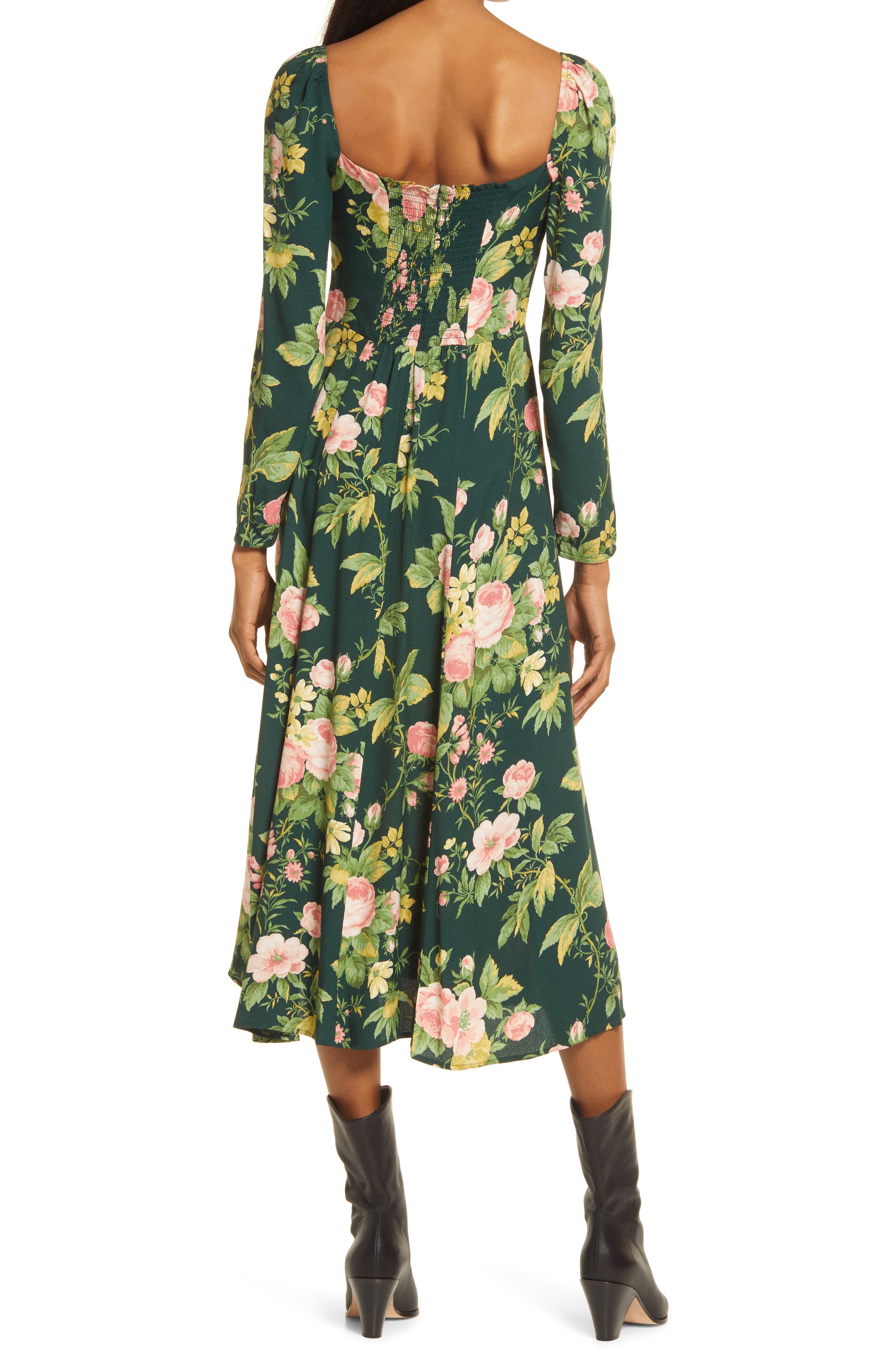 reformation green dress nordstrom