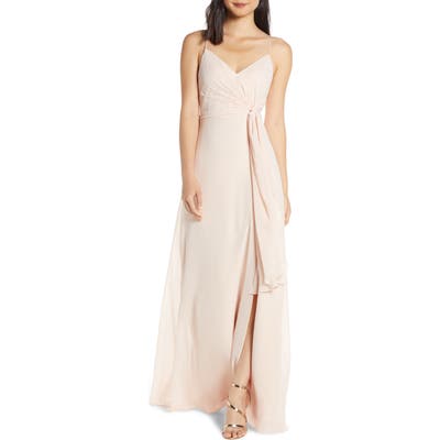 Jenny Yoo Amara Chiffon Overlay V-Neck Evening Dress