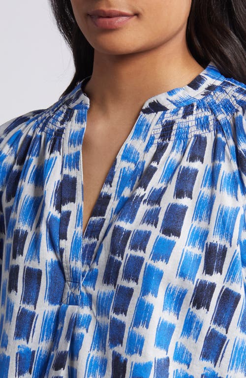 Nic + Zoe Brushstrokes Print Pullover Top In Blue Multi
