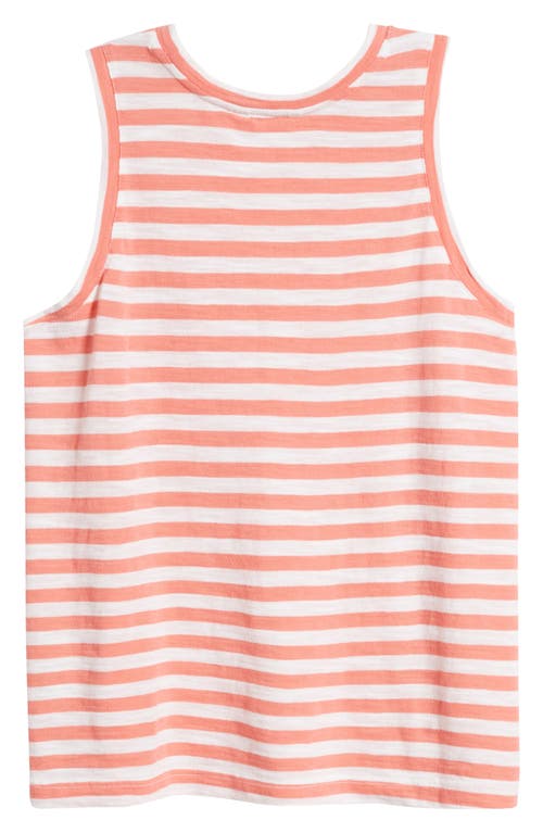 caslon(r) Sleeveless Cotton Blend Crewneck T-Shirt in Coral Rose Tea Charm Stripe