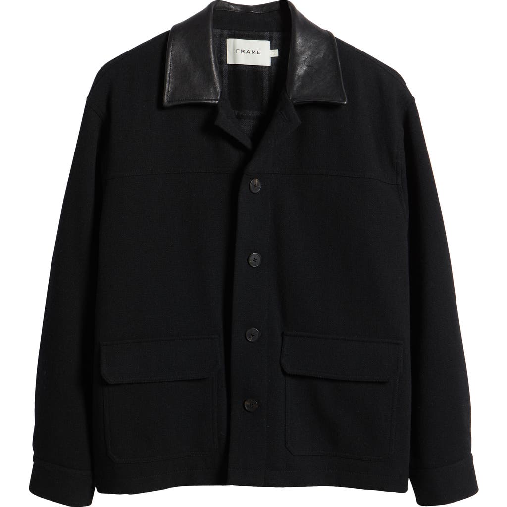 Frame Wide Wale Corduroy Trucker Jacket In Black