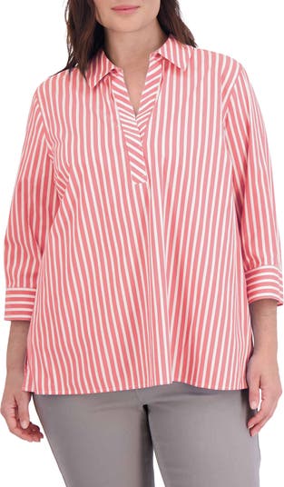 Foxcroft® No-Iron Perfect-Fit Tri-Stripe Long-Sleeve Shirt
