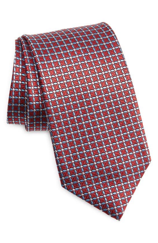 Shop David Donahue Neat Silk Tie In Red