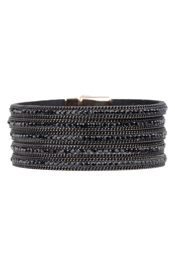 Saachi Midnight Suede Beaded Bracelet In Black
