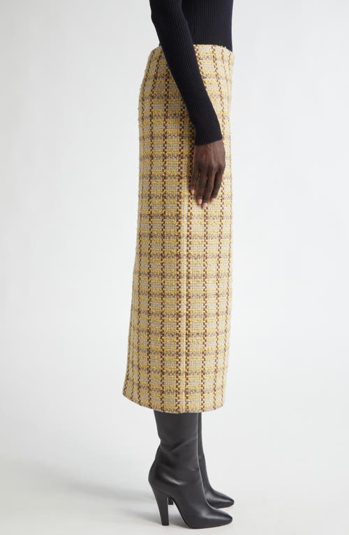 Shop Lafayette 148 New York Plaid Tweed Pencil Skirt In Canary Yellow Multi