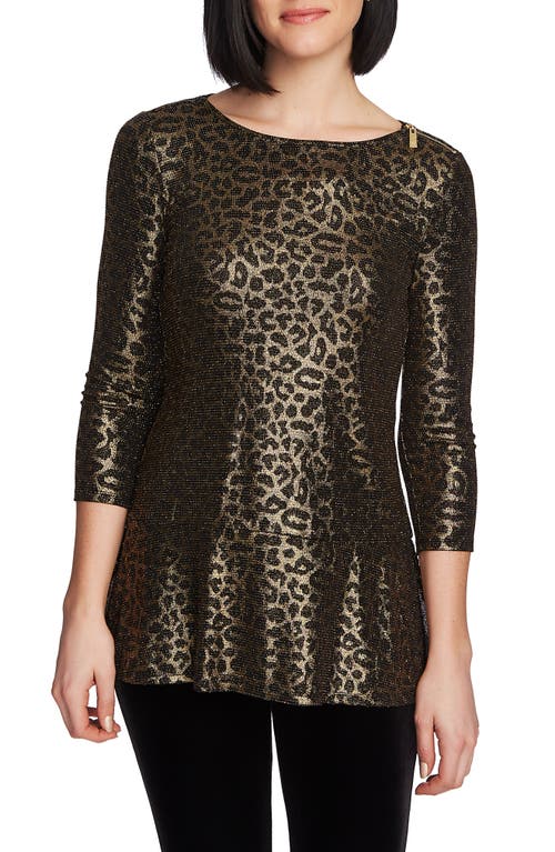 Chaus Zip Shoulder Metallic Knit Top in Rich Black at Nordstrom, Size X-Large