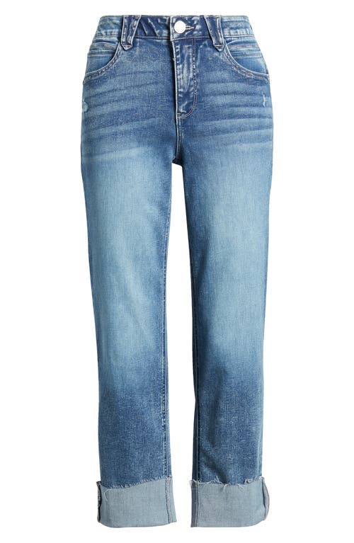 'Ab'Solution Cuff Straight Leg Jeans in Mid Blue Vintage