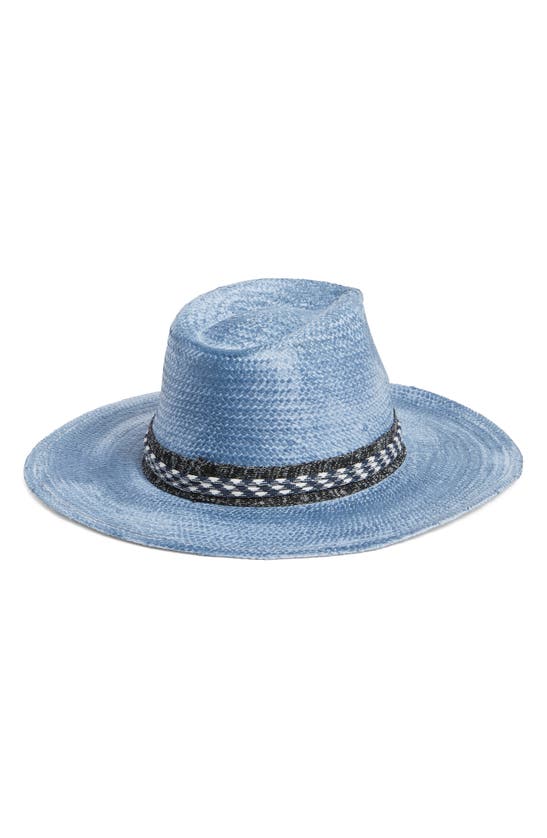 Shop Lucky Brand Washed Paper Straw Fedora In Agean Blue