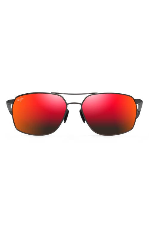 Maui Jim Puu Kukui 58mm Polarized Rectangle Sunglasses in Dark Gunmetal at Nordstrom