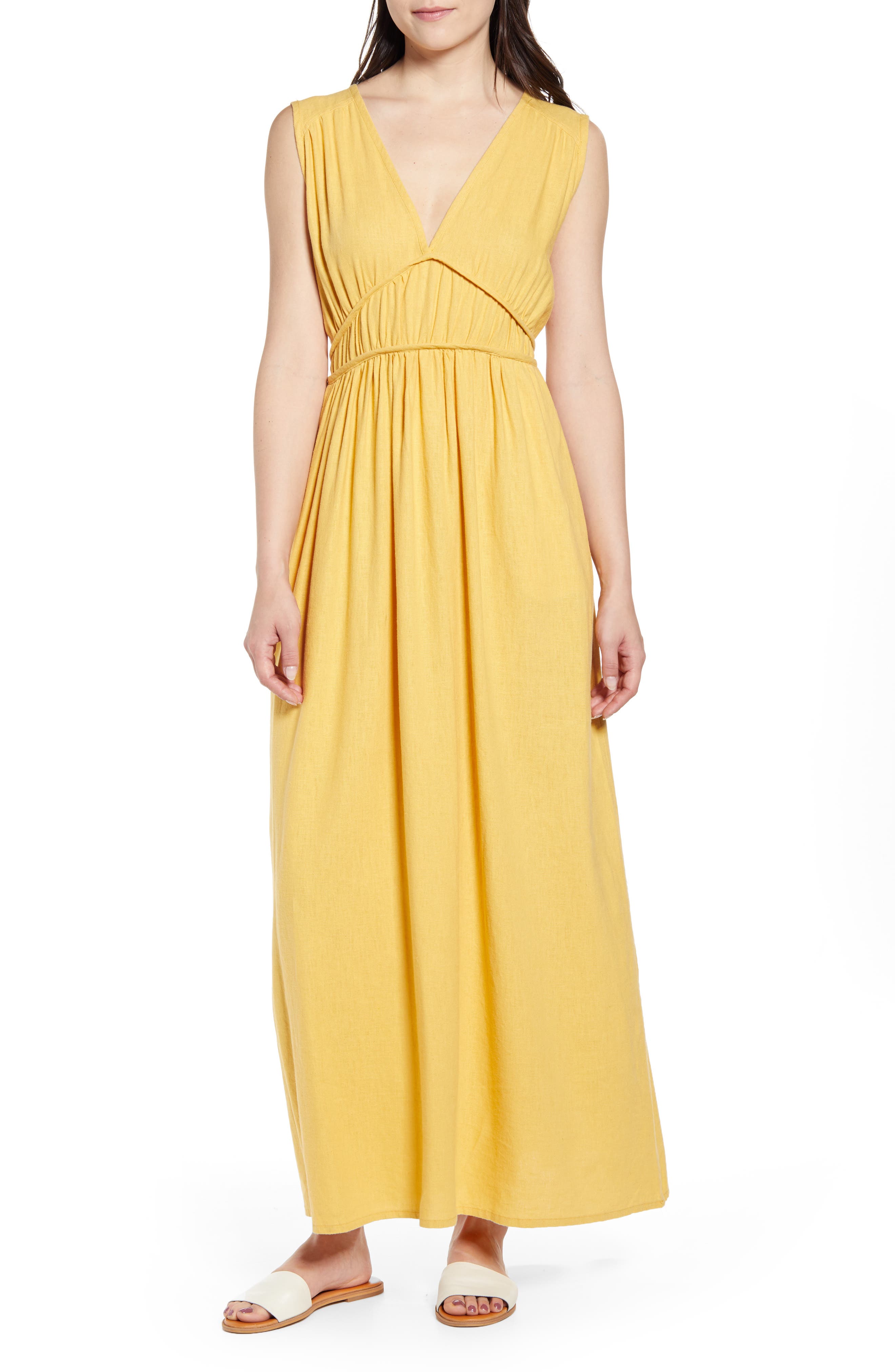 Caslon Favorite Linen Blend Maxi Dress, Yellow