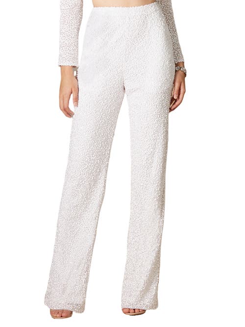 Lara New York Beaded Pants With Pockets In Ivory