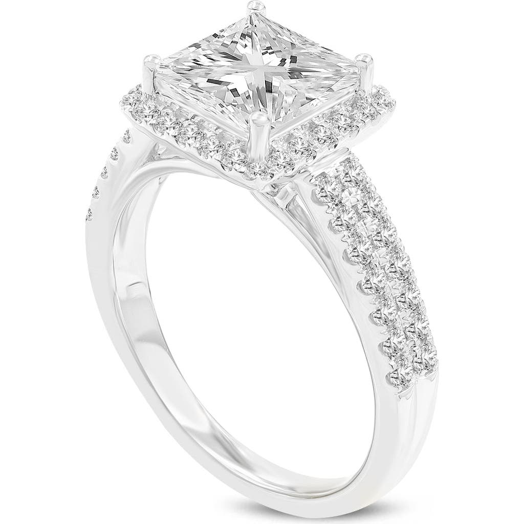 Luvmyjewelry Violeta 14k White Gold Princess Cut Lab Grown Diamond Halo Engagement Ring In 14k White Gold