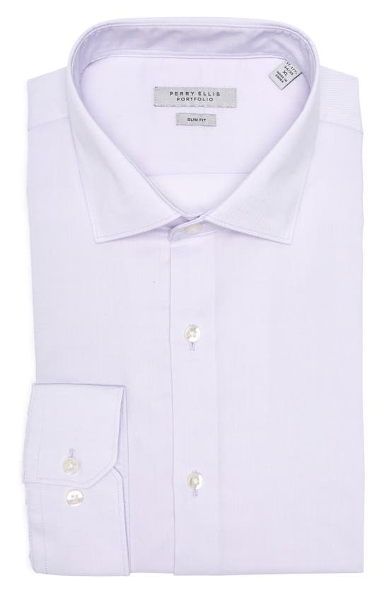 Shop Perry Ellis Luxe Slim Fit Solid Dress Shirt In Lilac