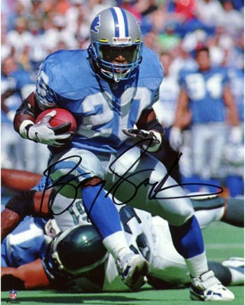 FANATICS AUTHENTIC Barry Sanders Detroit Lions Autographed 8'' x 10'' Blue  Jersey Vertical Photograph