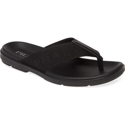 Prada Spazzolato Flip Flop, Black
