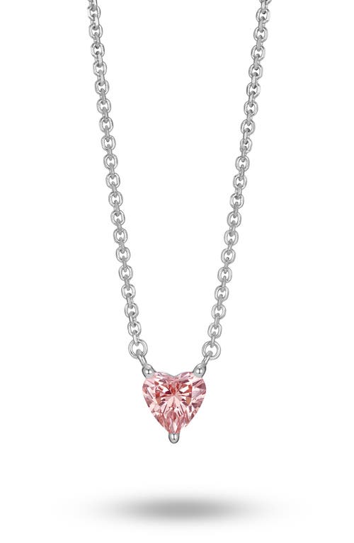 0.25-Carat Lab Grown Diamond Heart Pendant Necklace in Pink/14W