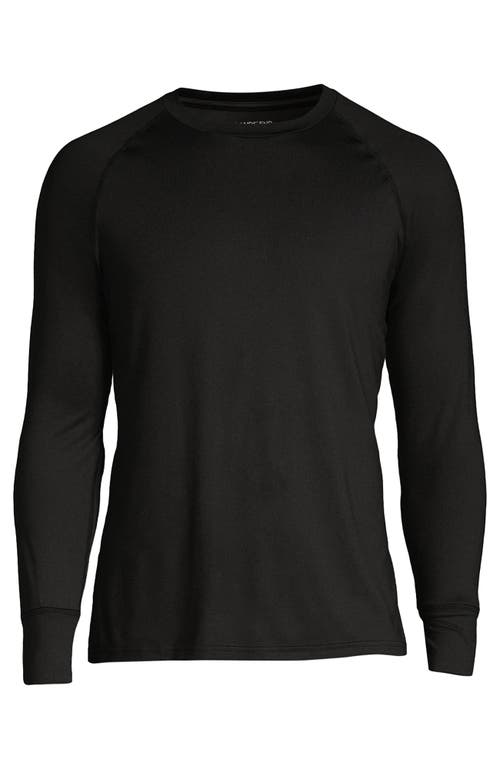 Shop Lands' End Stretch Thermaskin Long Underwear Crew Base Layer In Black