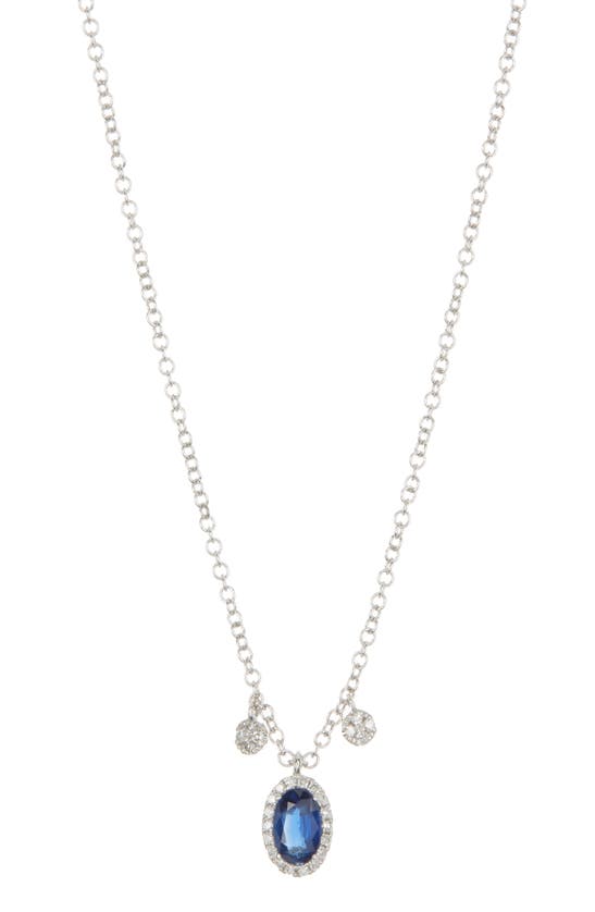 Meira T Diamond & Blue Sapphire Pendant Necklace In White Gold/ Sapphire