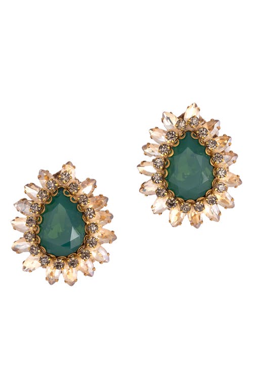 Leesha Crystal Stud Earrings in Green