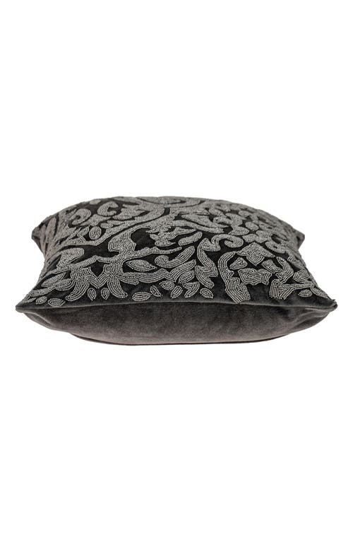Parkland Collection Carmela Beaded Velvet Throw Pillow In Gray