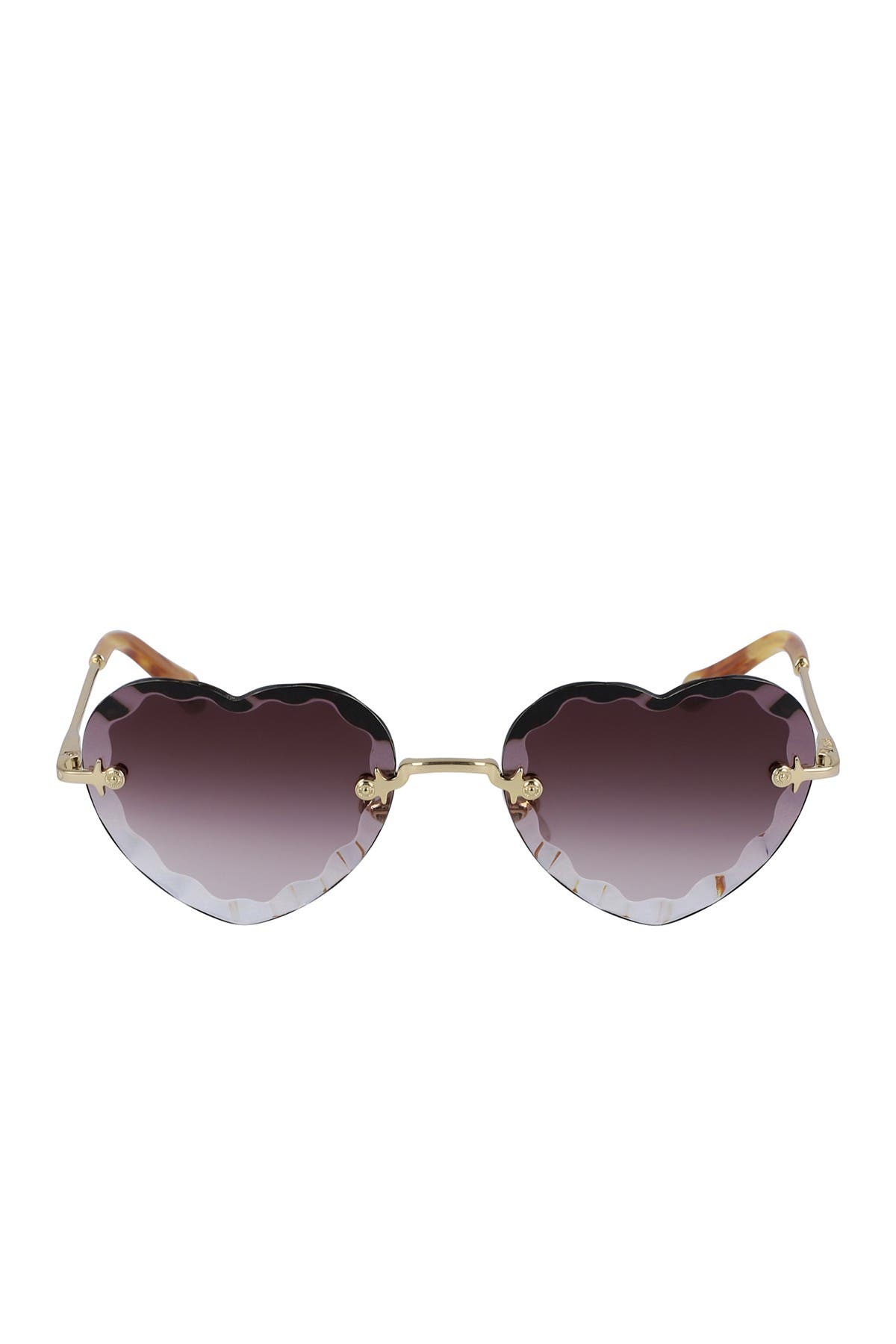 Chloé Rosie 55mm Scalloped Heart Sunglasses In Gold/gradient Wine