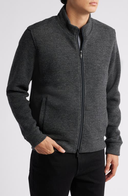 Shop Robert Barakett Jacob Zip-up Wool Blend Jacket In Charcoal