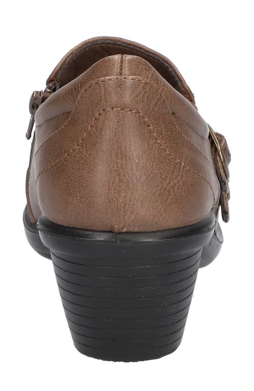 Shop Easy Street Stroll Faux Leather Clog In Taupe/taupe Snake/gore