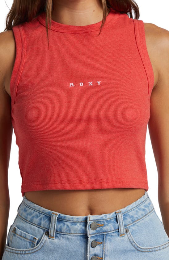 Shop Roxy Roxify Sleeveless Rib Crop Top In Hibiscus