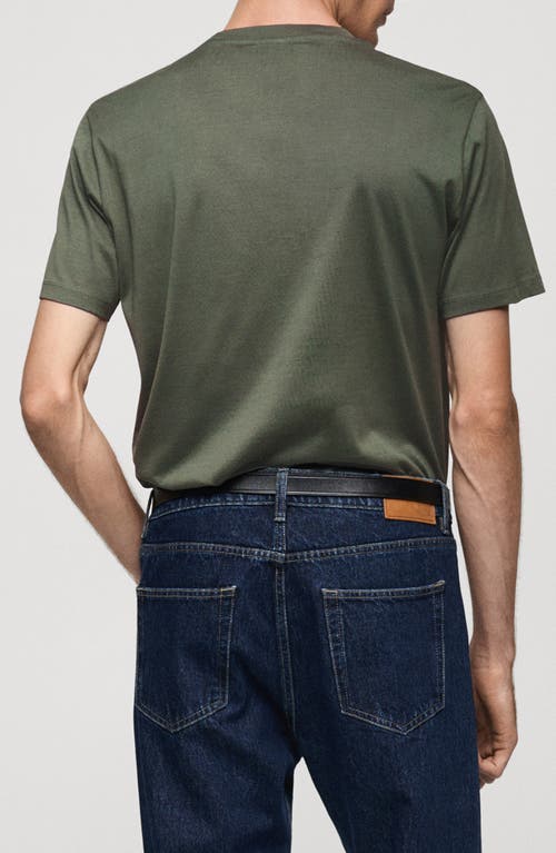 Shop Mango Slim Fit Cotton T-shirt In Forest Green