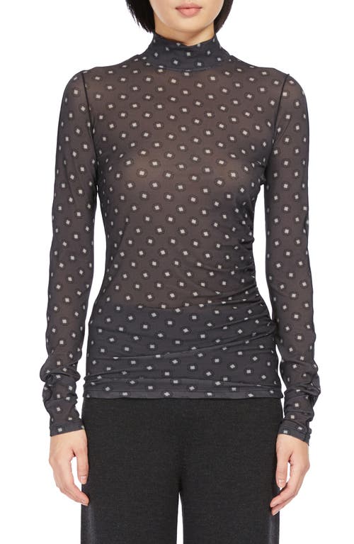 Shop Max Mara Leisure Abituro Foulard Print Jersey Turtleneck In Dark Grey