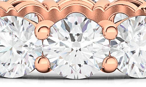 Hautecarat Round Cut Lab Created Diamond 18k Gold Eternity Band Ring In Rose Gold