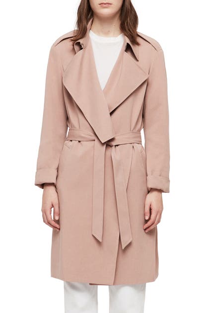 Allsaints Bexley Trench Coat In Rose, All Saints Trench Coat Pink