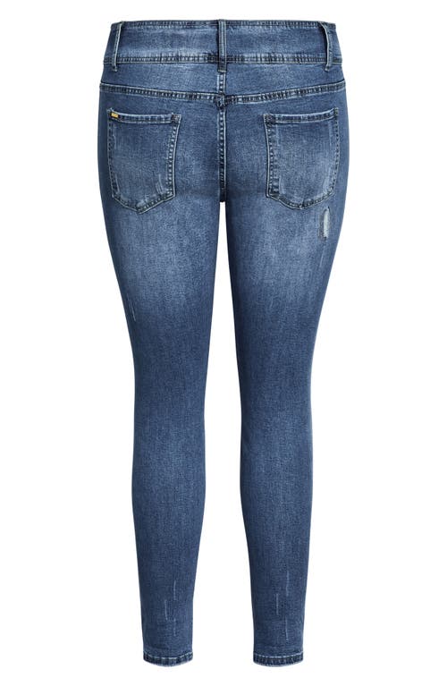 Shop City Chic Patched Apple Skinny Jeans In Indigo