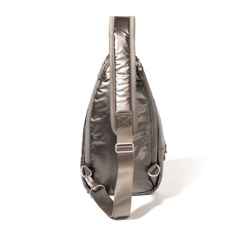 Baggallini Central Park Sling Bag In Gunmetal Puff