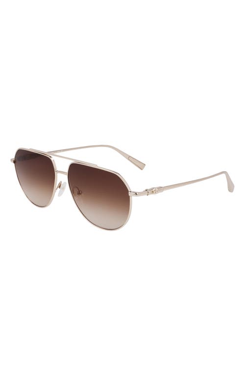 Longchamp Roseau 57mm Gradient Aviator Sunglasses In Gold