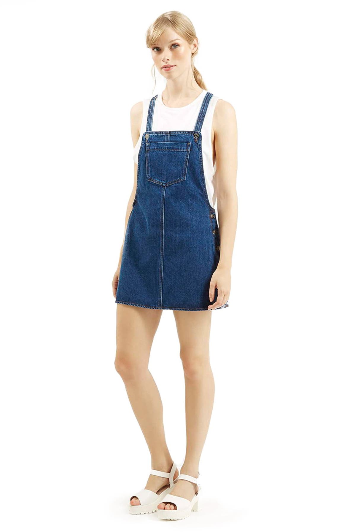 Topshop Strappy Denim Dress (Petite) | Nordstrom