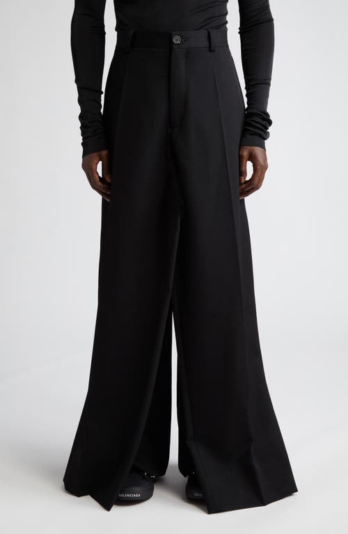 Balenciaga Double Front Wool Twill Pants Black at Nordstrom,