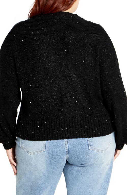 City Chic Miranda Metallic Cardigan In Black Sparkle